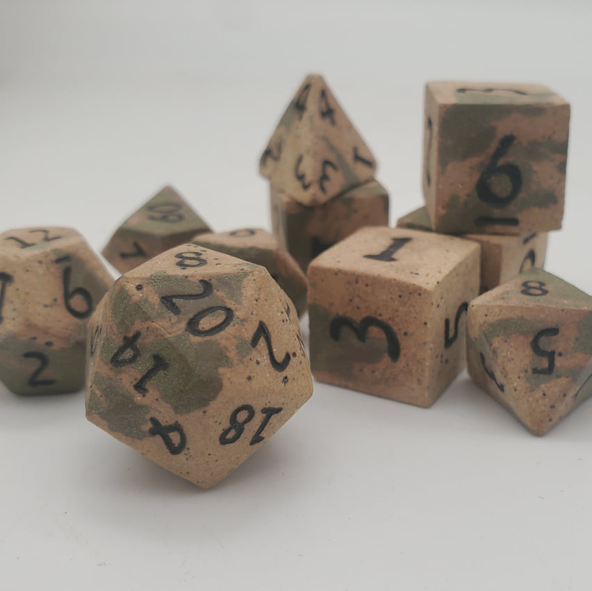 Moss Druid Halfling: A Unique Ceramic Dice Set