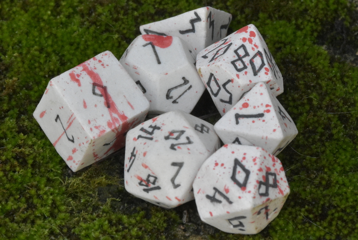 Runic Blood Skeleton Ceramic Dice Set