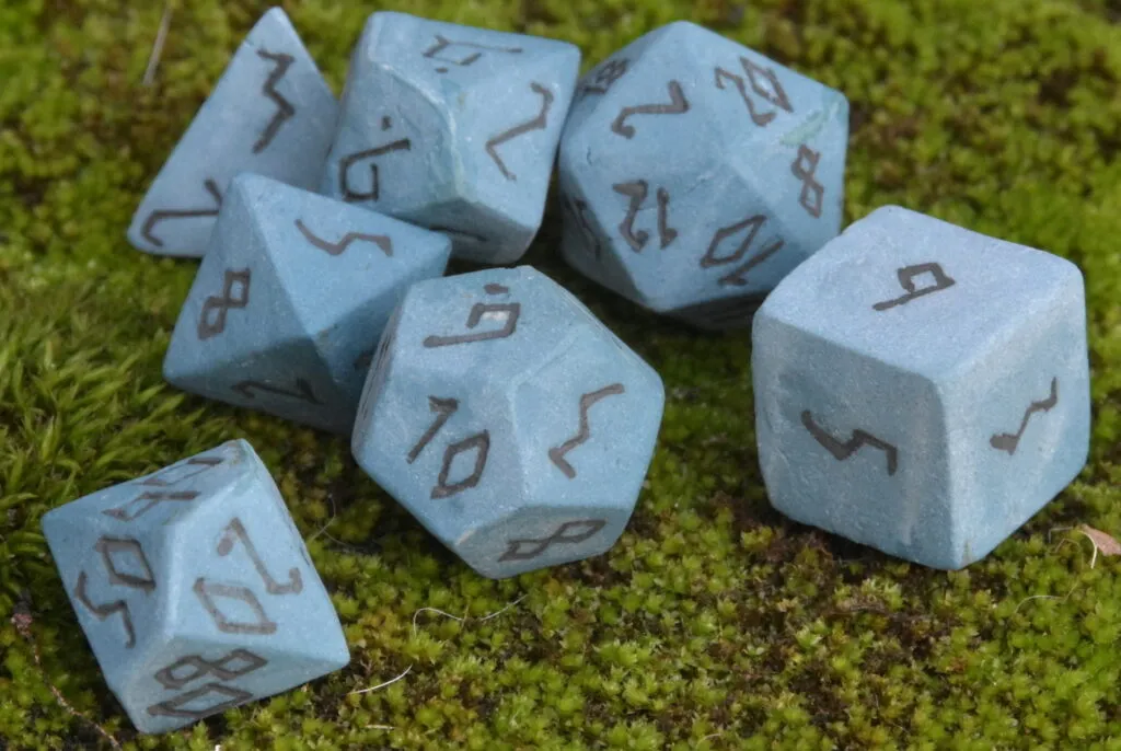 Runic Duskblade Ceramic Dice Set – Handcrafted Ceramic Dice Set