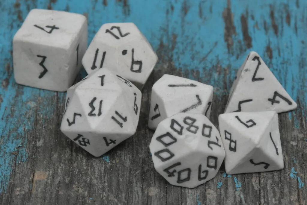 Runic Skeleton Ceramic Dice Set – Handcrafted Ceramic Dice Set