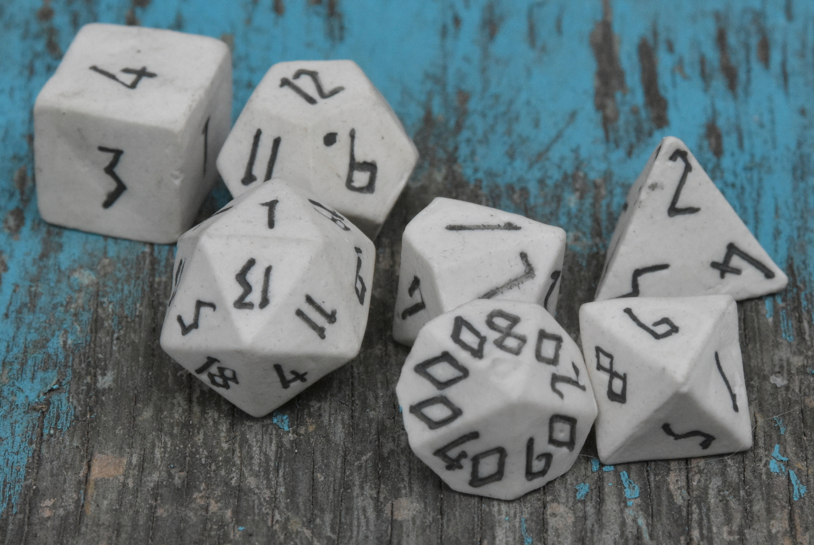 Runic Skeleton Ceramic Dice Set