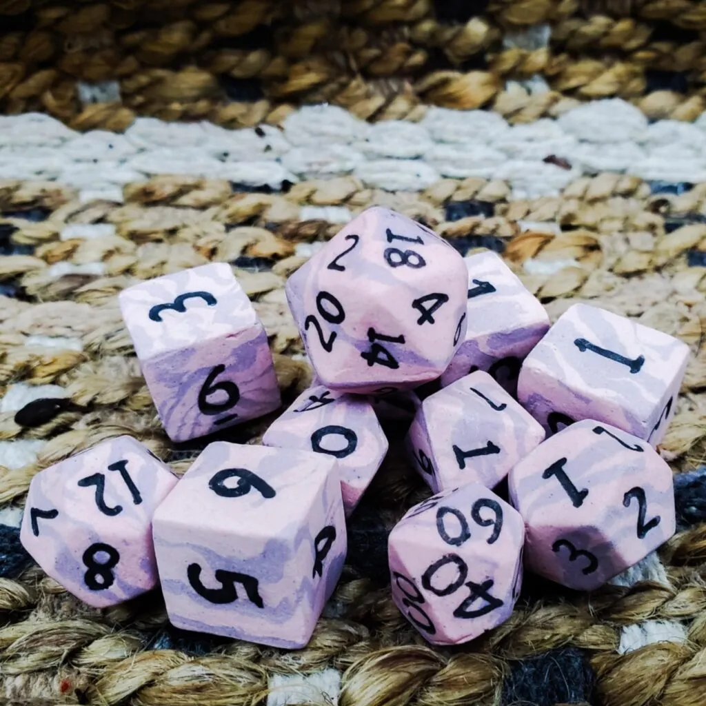 Violet Rose Ceramic Dice Set